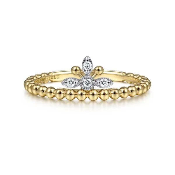 Gabriel & Co. 14K Yellow and White Gold Diamond Crown Bujukan Ring Toner Jewelers Overland Park, KS