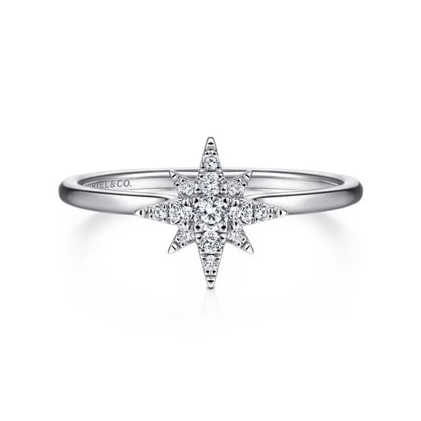 Gabriel & Co. 14K White Gold Diamond Starburst Ring Toner Jewelers Overland Park, KS