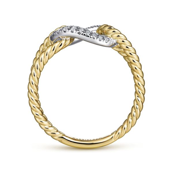 Gabriel & Co 14K Yellow and White Gold Twisted Rope Diamond Ring Image 2 Toner Jewelers Overland Park, KS