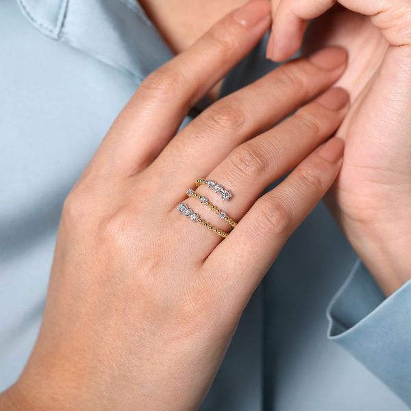 Gabriel & Co. 14K White and Yellow Gold Bujukan Bypass Ring Image 5 Toner Jewelers Overland Park, KS