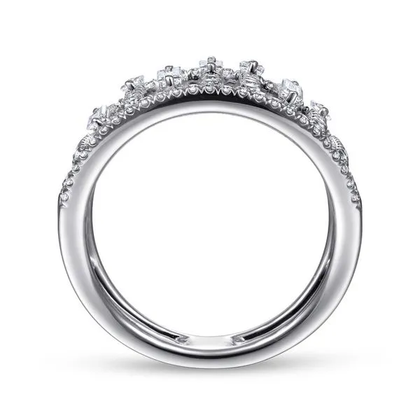 Gabriel & Co 14K White Gold Round and Baguette Diamond Wide Ring Image 2 Toner Jewelers Overland Park, KS