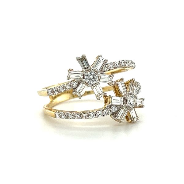 14 Karat White and Yellow Gold Flower Diamond Fashion Ring Image 2 Toner Jewelers Overland Park, KS
