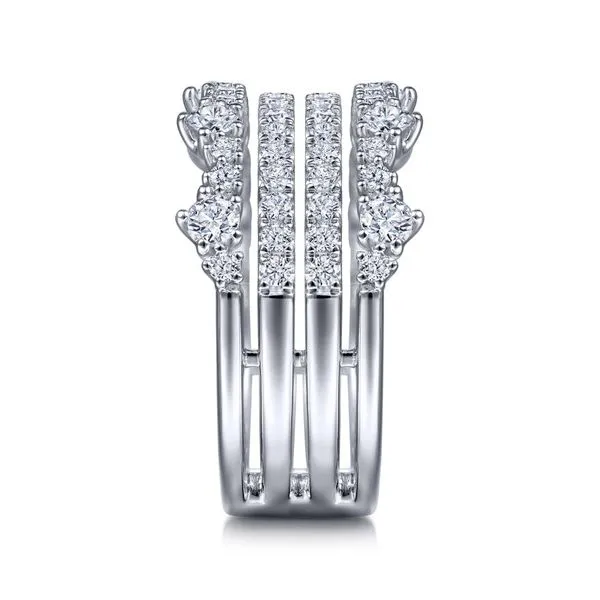 Gabriel & Co 14K White Gold Wide Four Row Diamond Ring Image 4 Toner Jewelers Overland Park, KS