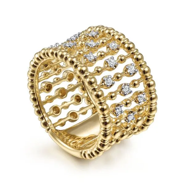 Gabriel & Co. 14K Yellow Gold Bujukan Ball Diamond Statement Ring Image 3 Toner Jewelers Overland Park, KS