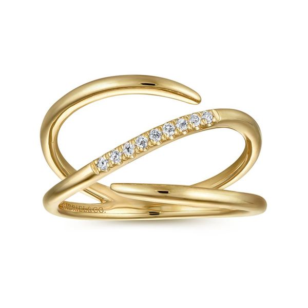 Gabriel & Co 14K Yellow Gold Split Shank Diamond Wrap Ring Image 4 Toner Jewelers Overland Park, KS