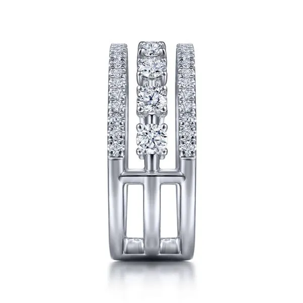 Gabriel & Co. 14K White Gold Three Row Diamond Station Ring Image 4 Toner Jewelers Overland Park, KS