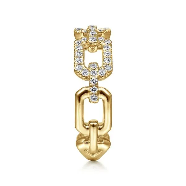 Gabriel & Co. 14K Yellow Gold Pave Diamond Chain Link Ring Image 4 Toner Jewelers Overland Park, KS