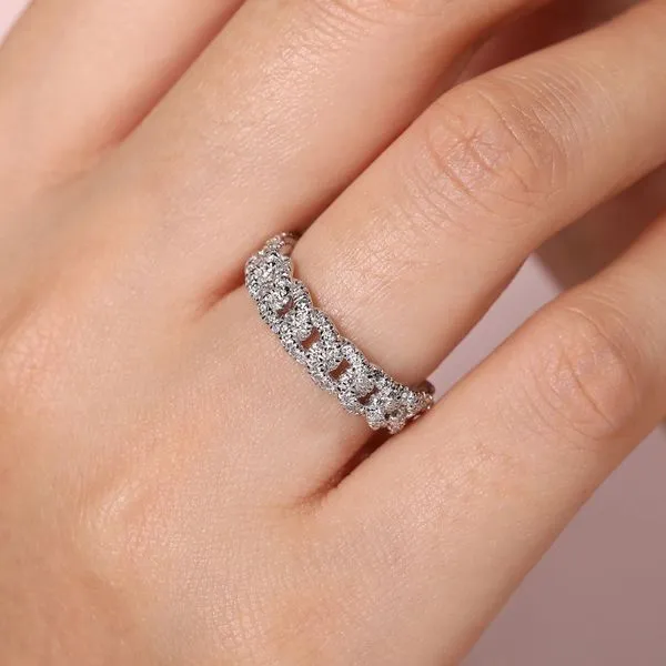 Gabriel & Co 14K White Gold Chain Link Stackable Diamond Ring Image 5 Toner Jewelers Overland Park, KS