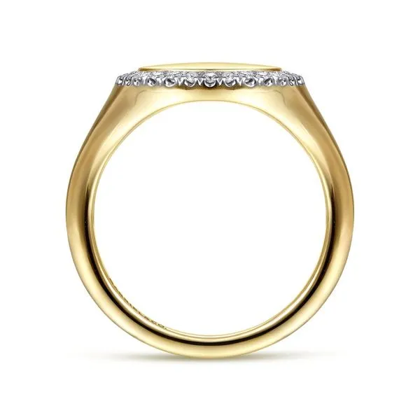 Gabriel & Co. 14K Yellow Gold Diamond Pinky Signet Ring Image 2 Toner Jewelers Overland Park, KS