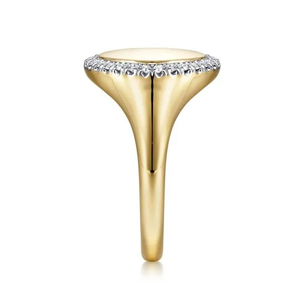 Gabriel & Co. 14K Yellow Gold Diamond Pinky Signet Ring Image 4 Toner Jewelers Overland Park, KS