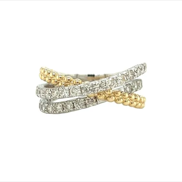 14 Karat White and Yellow Gold Crossover Diamond Fashion Ring Toner Jewelers Overland Park, KS