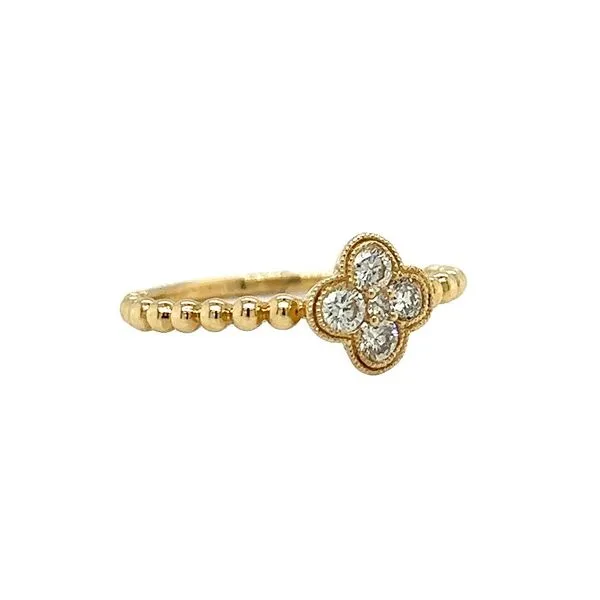 14 Karat Yellow Gold Diamond Clover Ring Image 2 Toner Jewelers Overland Park, KS