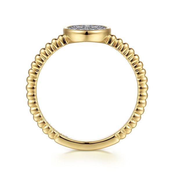 Gabriel & Co 14K Yellow Gold Diamond Pave Oval Ring Image 2 Toner Jewelers Overland Park, KS