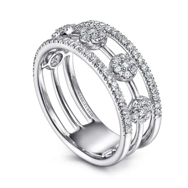Gabriel & Co 14K White Gold Round Diamond Station Ring Image 3 Toner Jewelers Overland Park, KS