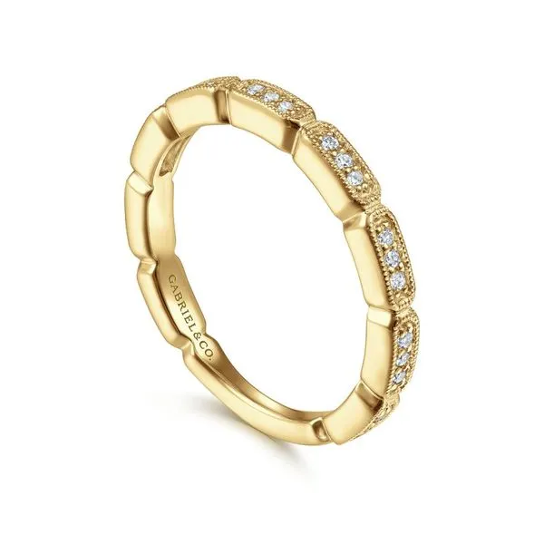 Gabriel & Co 14K Yellow Gold Segmented Diamond Stackable Ring Image 3 Toner Jewelers Overland Park, KS