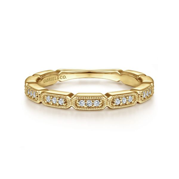 Gabriel & Co 14K Yellow Gold Segmented Diamond Stackable Ring Toner Jewelers Overland Park, KS