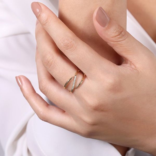 Gabriel & Co 14K Yellow Gold Split Shank Diamond Wrap Ring Image 5 Toner Jewelers Overland Park, KS