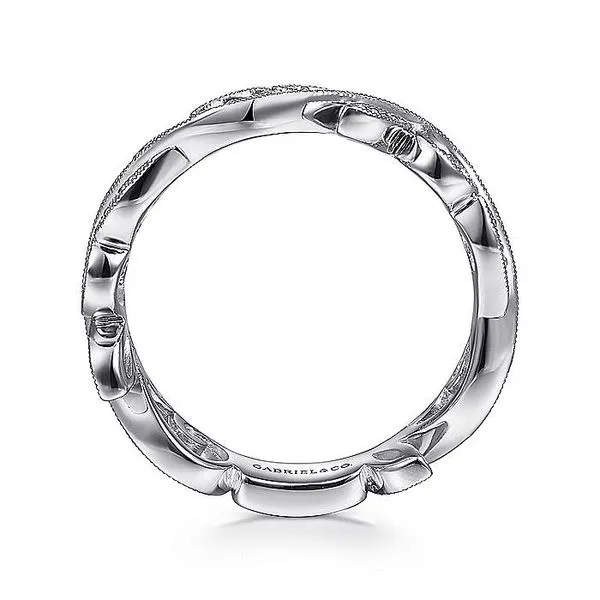 Gabriel & Co. 14K White Gold Scrolling Floral Diamond Stackable Ring Image 2 Toner Jewelers Overland Park, KS