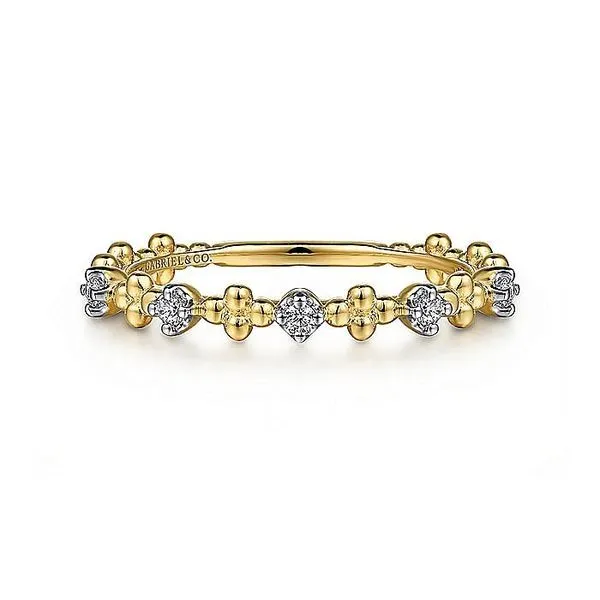 Gabriel & Co. 14K Yellow Gold Diamond Station Stackable Ring Toner Jewelers Overland Park, KS