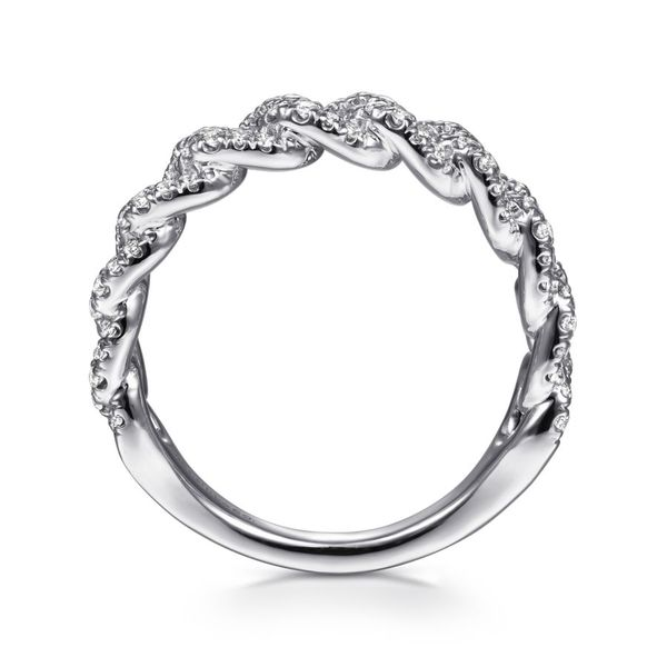 Gabriel & Co 14K White Gold Chain Link Stackable Diamond Ring Image 2 Toner Jewelers Overland Park, KS
