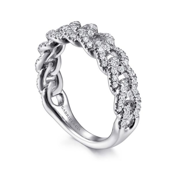 Gabriel & Co 14K White Gold Chain Link Stackable Diamond Ring Image 3 Toner Jewelers Overland Park, KS