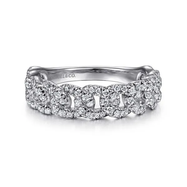 Gabriel & Co 14K White Gold Chain Link Stackable Diamond Ring Toner Jewelers Overland Park, KS