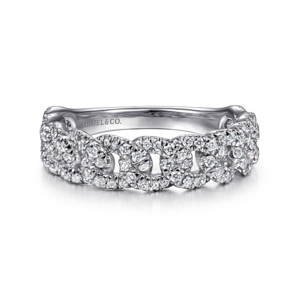 Gabriel & Co 14K White Gold Chain Link Stackable Diamond Ring Toner Jewelers Overland Park, KS