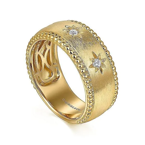 Gabriel & Co. 14K Yellow Gold Diamond Wide Bujukan Ring Image 2 Toner Jewelers Overland Park, KS