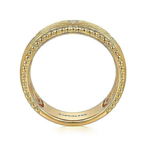 Gabriel & Co. 14K Yellow Gold Diamond Wide Bujukan Ring Image 3 Toner Jewelers Overland Park, KS