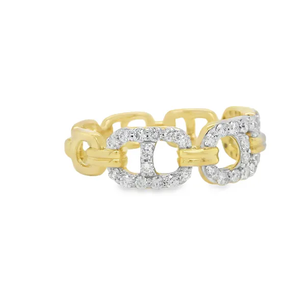 14k Yellow Gold Diamond Chain Link Ring Image 2 Toner Jewelers Overland Park, KS