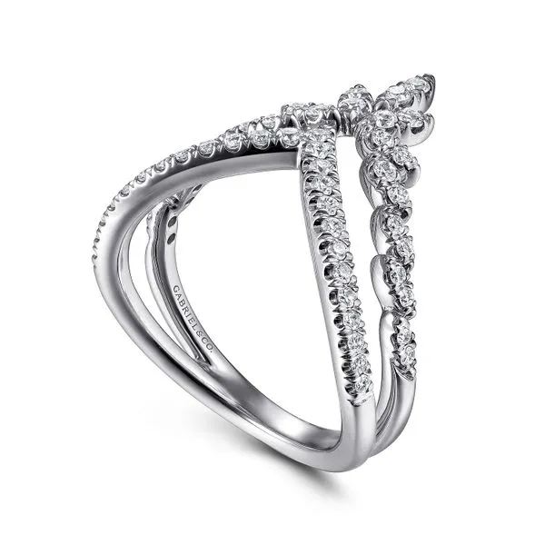 Gabriel & Co. 14K White Gold Diamond Chevron Ring Image 2 Toner Jewelers Overland Park, KS