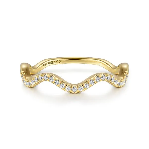 Gabriel & Co. 14 Karat Yellow Gold Wave Stackable  Diamond Fashion Ring Toner Jewelers Overland Park, KS