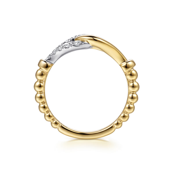 14k White & Yellow Gold Diamond Stirrup Ring Image 3 Toner Jewelers Overland Park, KS