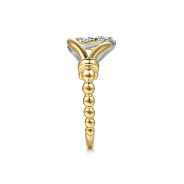 14k White & Yellow Gold Diamond Stirrup Ring Image 4 Toner Jewelers Overland Park, KS