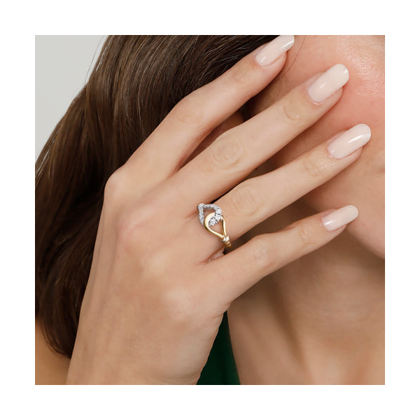 14k White & Yellow Gold Diamond Stirrup Ring Image 5 Toner Jewelers Overland Park, KS