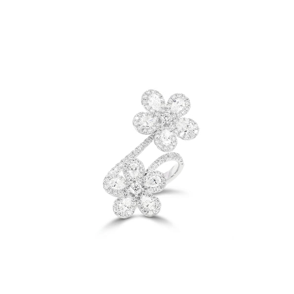 18k White Gold Flower Crossover Ring Image 2 Toner Jewelers Overland Park, KS