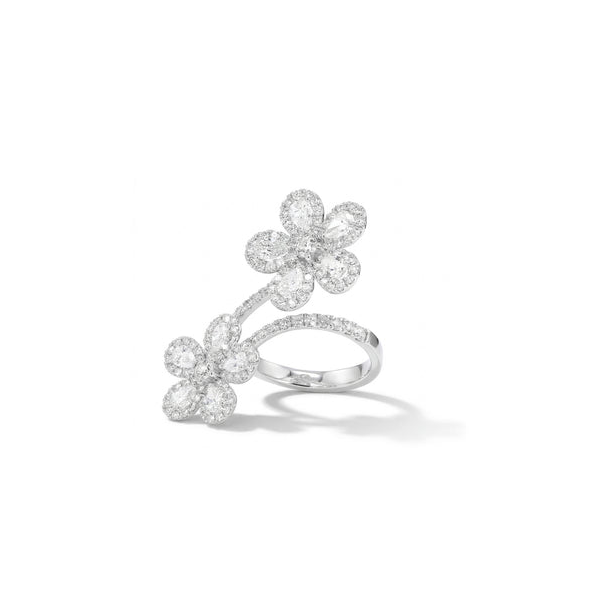 18k White Gold Flower Crossover Ring Toner Jewelers Overland Park, KS