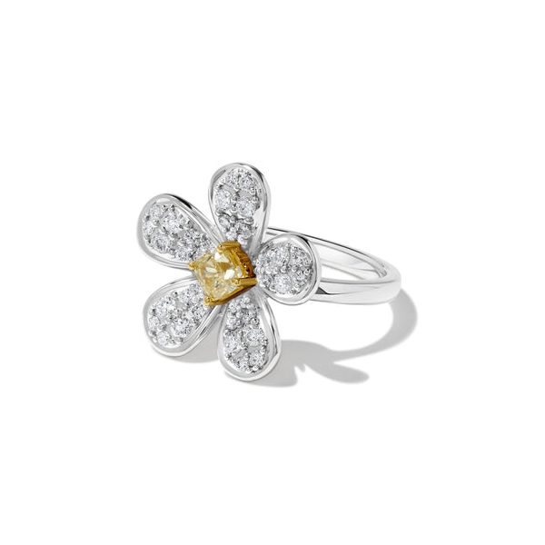 18k Whit & Yellow Gold Diamond Flower Ring Image 2 Toner Jewelers Overland Park, KS