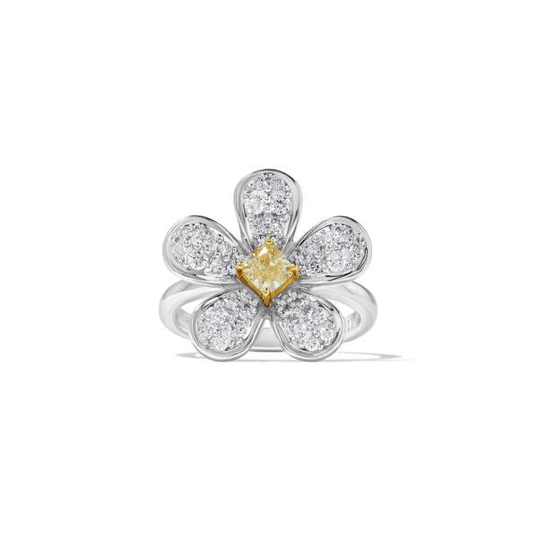 18k Whit & Yellow Gold Diamond Flower Ring Toner Jewelers Overland Park, KS