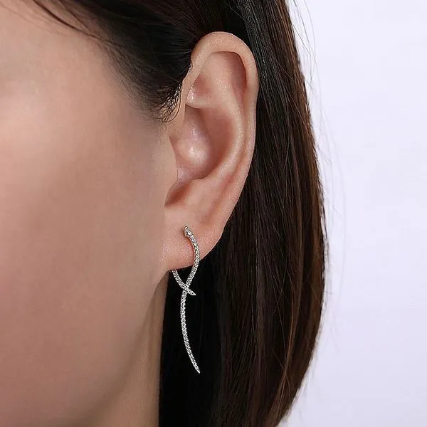 Gabriel & Co 14K White Gold Sculptural Diamond Drop Earrings Image 2 Toner Jewelers Overland Park, KS
