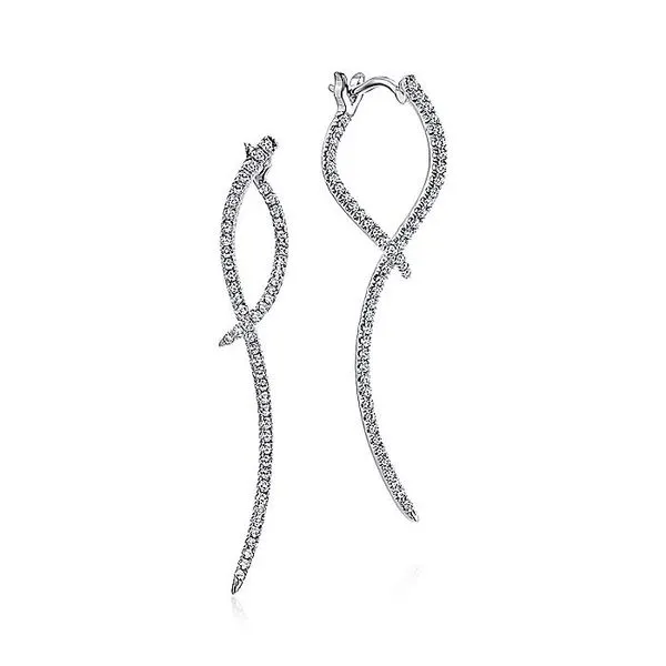 Gabriel & Co 14K White Gold Sculptural Diamond Drop Earrings Toner Jewelers Overland Park, KS