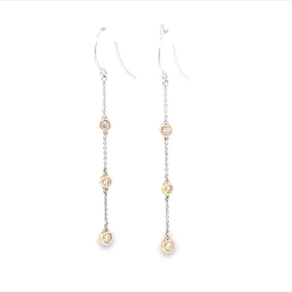 14K White and Rose Gold Diamond Dangle Earrings Toner Jewelers Overland Park, KS