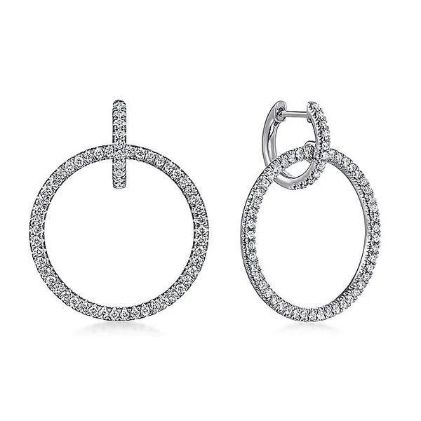 Gabriel & Co. 14K White Gold Diamond Round Drop Earrings Toner Jewelers Overland Park, KS