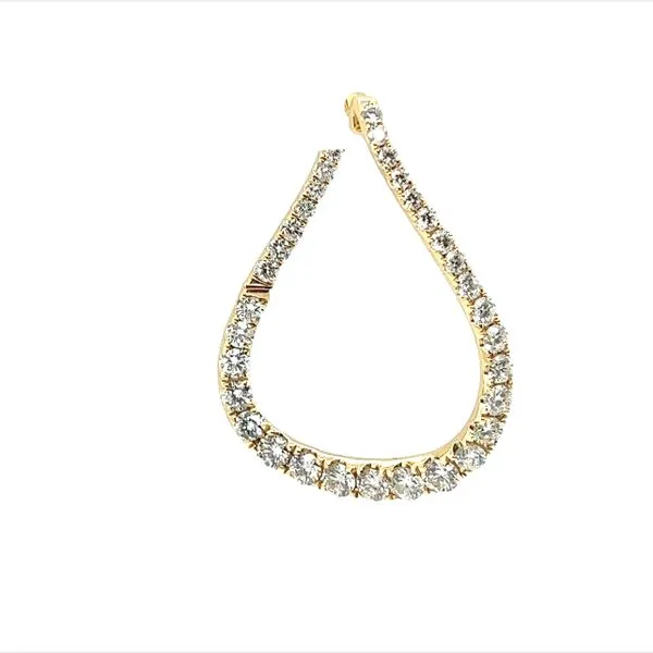 14 Karat Yellow Gold Asymmetric Diamond Hoop Earrings Image 3 Toner Jewelers Overland Park, KS