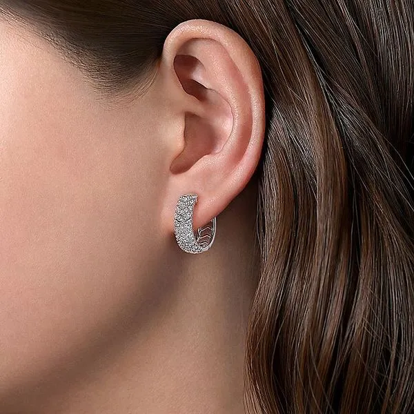 Gabriel & Co.14K White Gold Diamond Chevron Hoop Earrings Image 2 Toner Jewelers Overland Park, KS