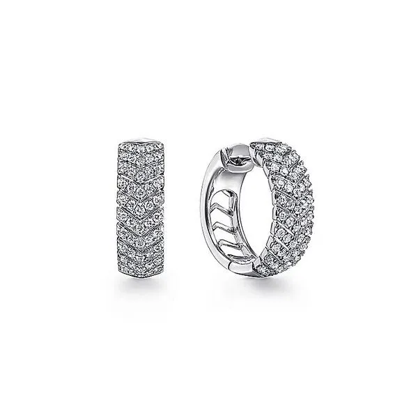 Gabriel & Co.14K White Gold Diamond Chevron Hoop Earrings Toner Jewelers Overland Park, KS