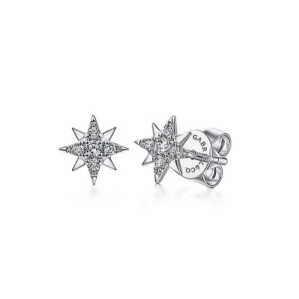 Gabriel & Co. 14K White Gold Diamond Star Stud Earrings Toner Jewelers Overland Park, KS