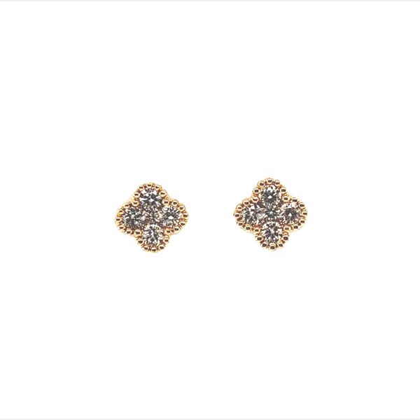 14 Karat Yellow Gold Diamond Clover Stud Earrings Toner Jewelers Overland Park, KS
