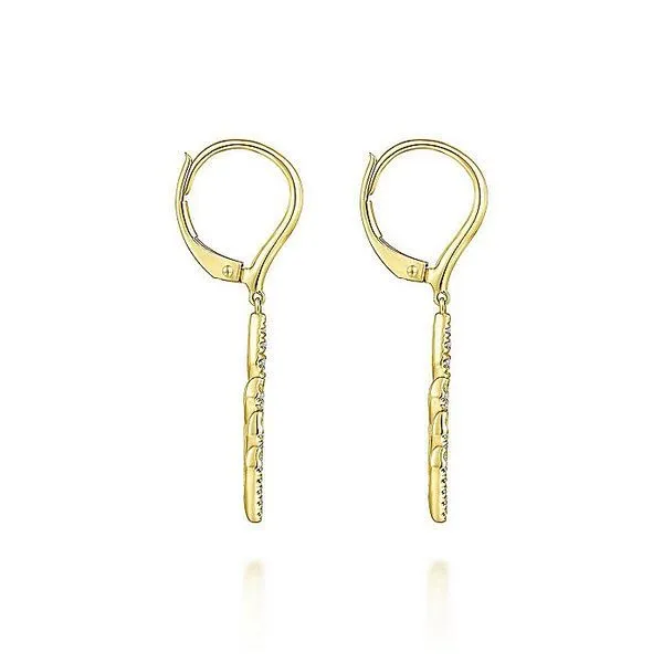 Gabriel & Co. 14K Yellow Gold Diamond Chevron Drop Earrings Image 2 Toner Jewelers Overland Park, KS