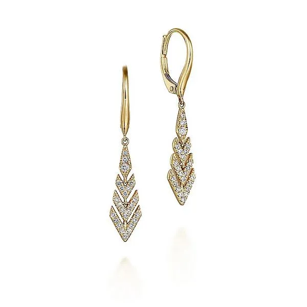 Gabriel & Co. 14K Yellow Gold Diamond Chevron Drop Earrings Toner Jewelers Overland Park, KS